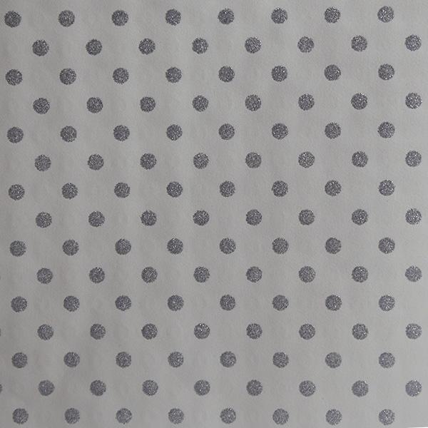 Julepapir 6288 White Silver Glitter dots