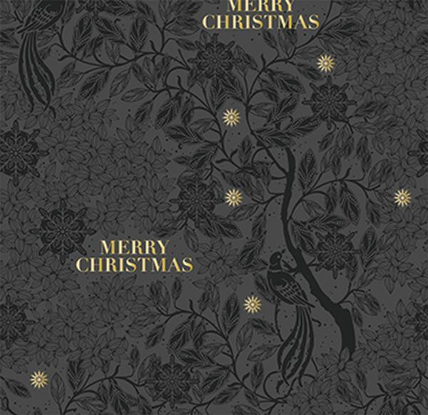 Julepapir 6436 Black Forrest Merry Christma 55 cm x 120 m