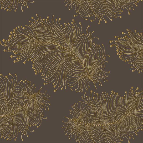 Julepapir 6442 Brown Gold Feather 55 cm x 100m