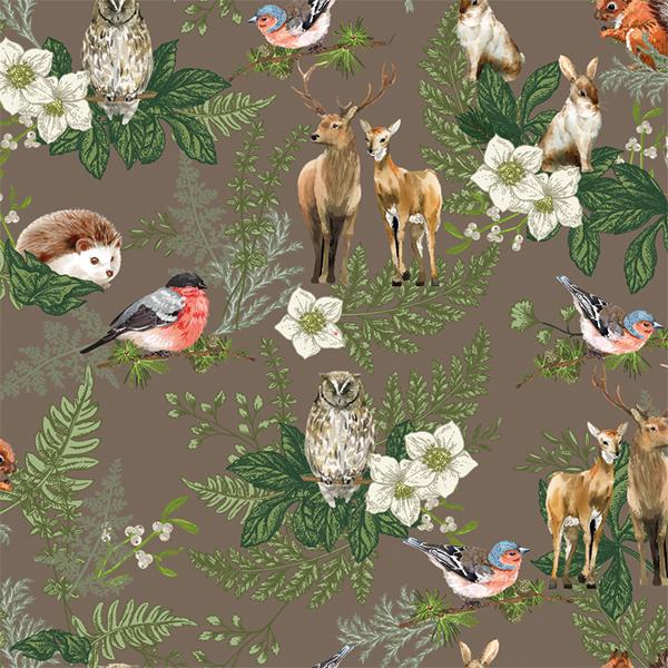 Julepapir 6450 Brown Winter Forrest