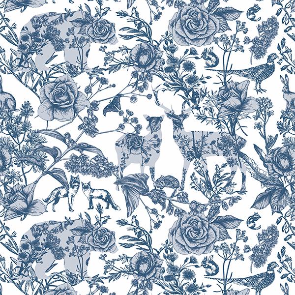 Julepapir 6453 Graceful Forest Blue 55 cm x 100m