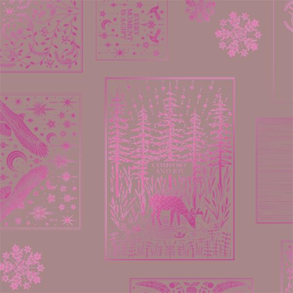 Julepapir 6476 Purple XMas Greetings 55 cm x 100 m