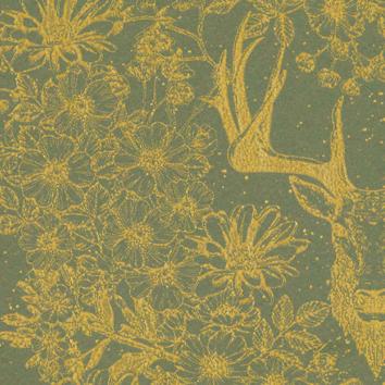 Julepapir 6495 Golden Deer dusty green 55 cm  x 100 m 