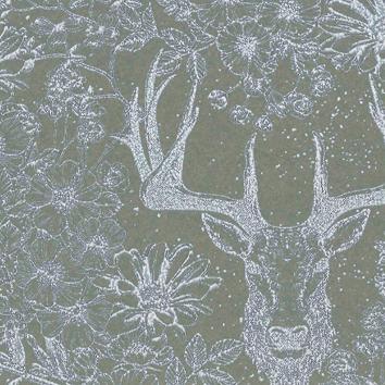 Julegavepapir 6505 Silver Deer dark grey 55 cm x 100 m