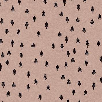 Julegavepapir 6520 Small Christmas trees Coffee 55 cm x 100 m