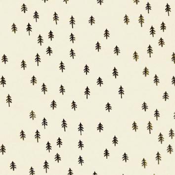 Julegavepapir 6521 Small Christmas trees Beige 55 cm x 100 m