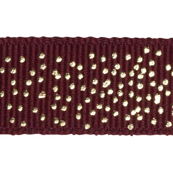 Gavebånd Burgundy med guld dots 15mm