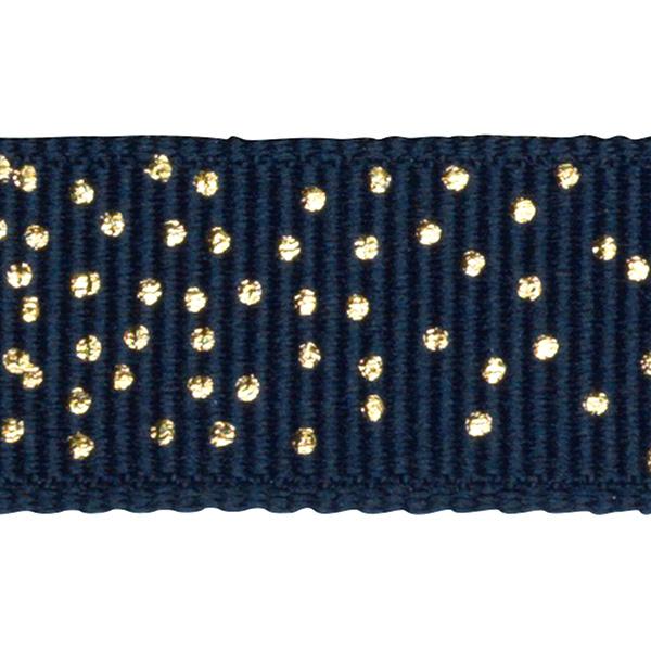 Gavebånd Navy med guld dots 15mm