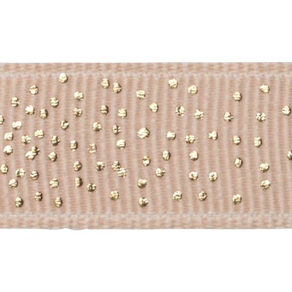 Gavebånd Pastel Rose med guld dots 15mm