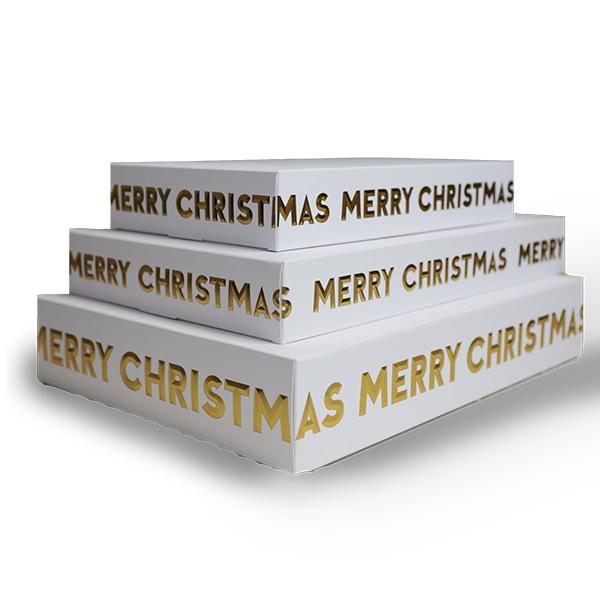 Gift Box White W/Merry Christmas 18x30x5cm