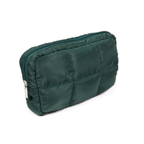 Green Quilted Nylon Pouch 22x5x13cm 25pc