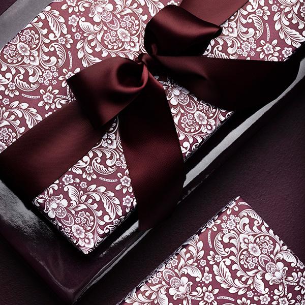 Wrapping paper 3715 Blossom Lace Burgundy