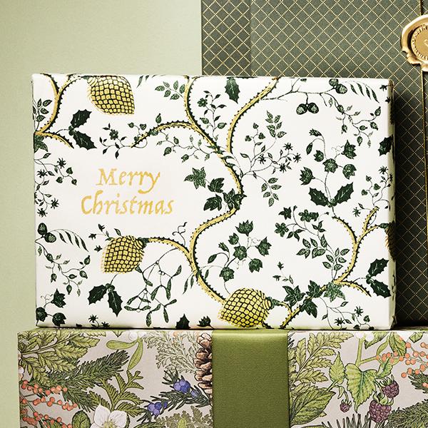 Julepapir 6431 Green Golden Twigs 55 cm x 120 m