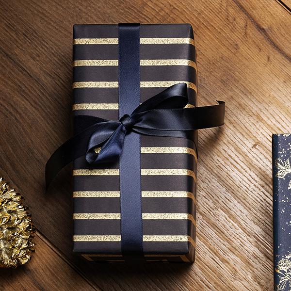 Julepapir 6459 Blue GoldChampagne Stripe55 cm x 100 m